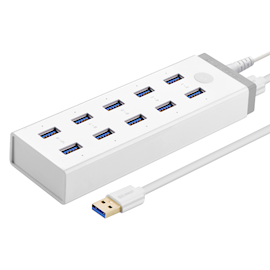 USB ჰაბი UGREEN CR117 (20297) USB 3.0 Charging Hub, 10 Port, White